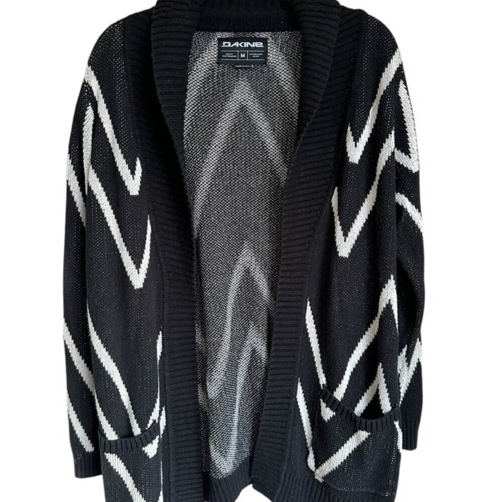Dakine cardigan black and white chevron cotton blend Sz M